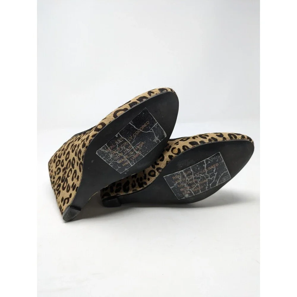 Steve Madden Selena Leopard Print Calf Hair Wedges Mob Wife Size 8M
